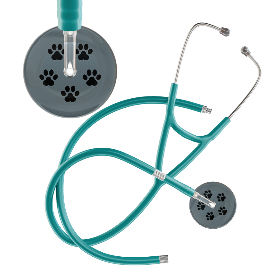 Black Paw Print Dark Background Cardiology Stethoscope