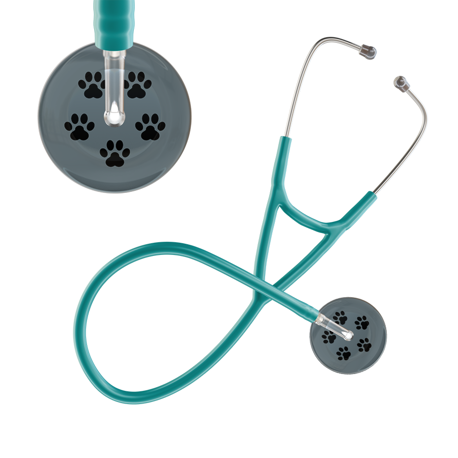 Black Paw Print Dark Background Cardiology Stethoscope