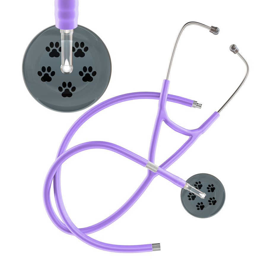 Black Paw Print Dark Background Cardiology Stethoscope