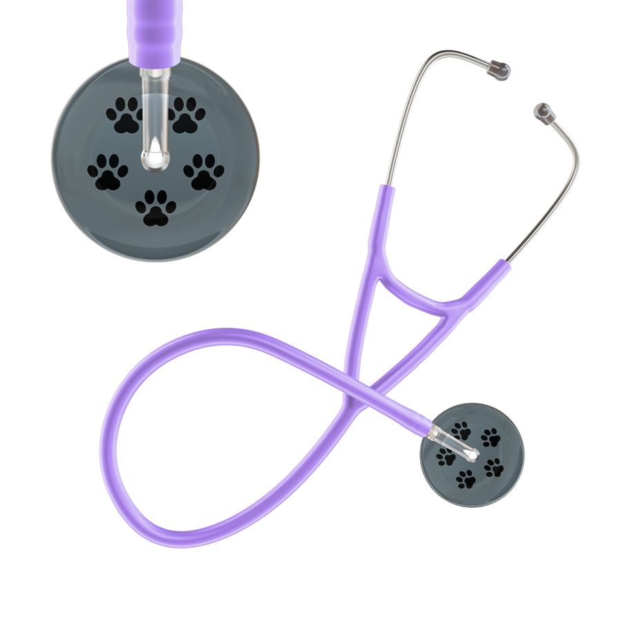 Black Paw Print Dark Background Cardiology Stethoscope