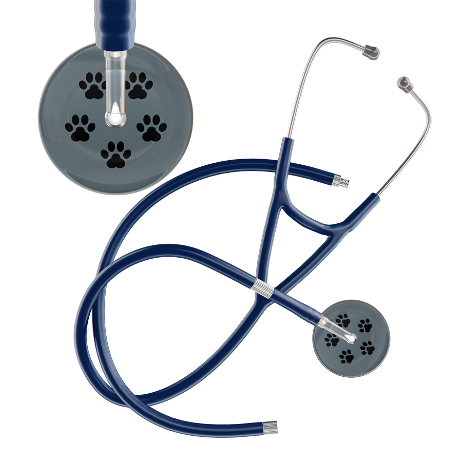Black Paw Print Dark Background Cardiology Stethoscope