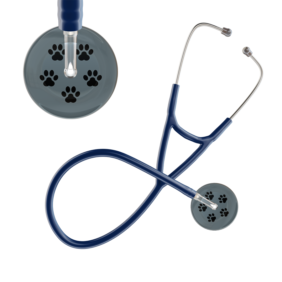 Black Paw Print Dark Background Cardiology Stethoscope