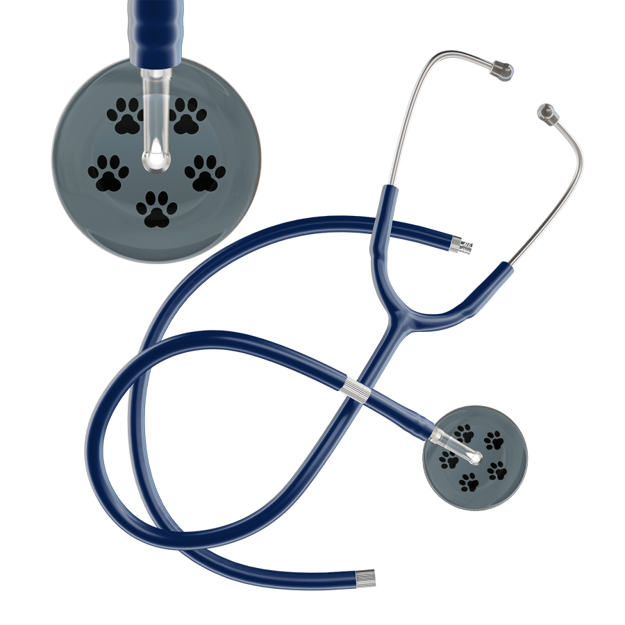 Ultrascope Single Stethoscope Black Paw Granite Background / Adult / Navy Extended Tubing Black Paw Print Dark Background Stethoscope