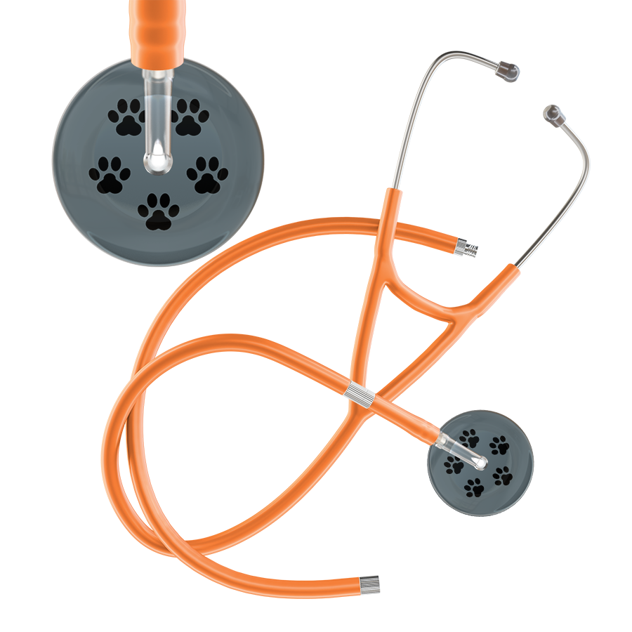 Black Paw Print Dark Background Cardiology Stethoscope