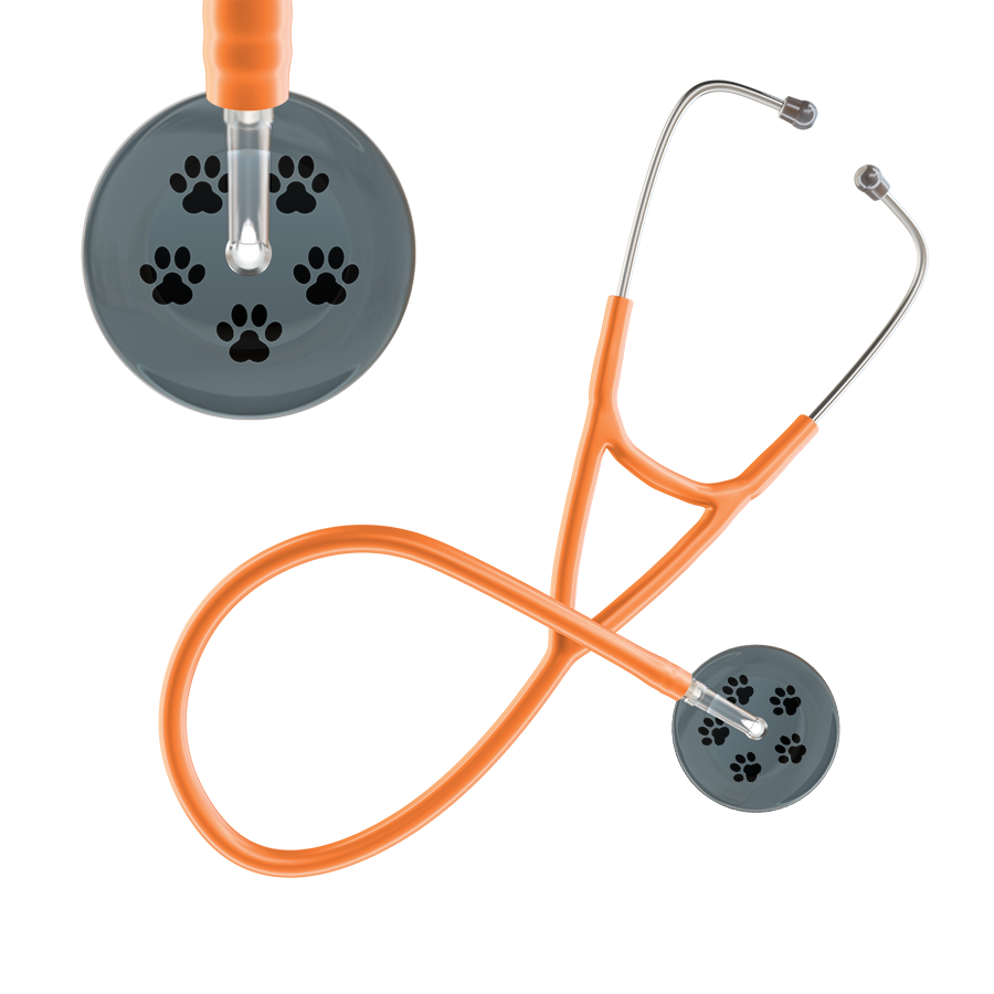 Black Paw Print Dark Background Cardiology Stethoscope