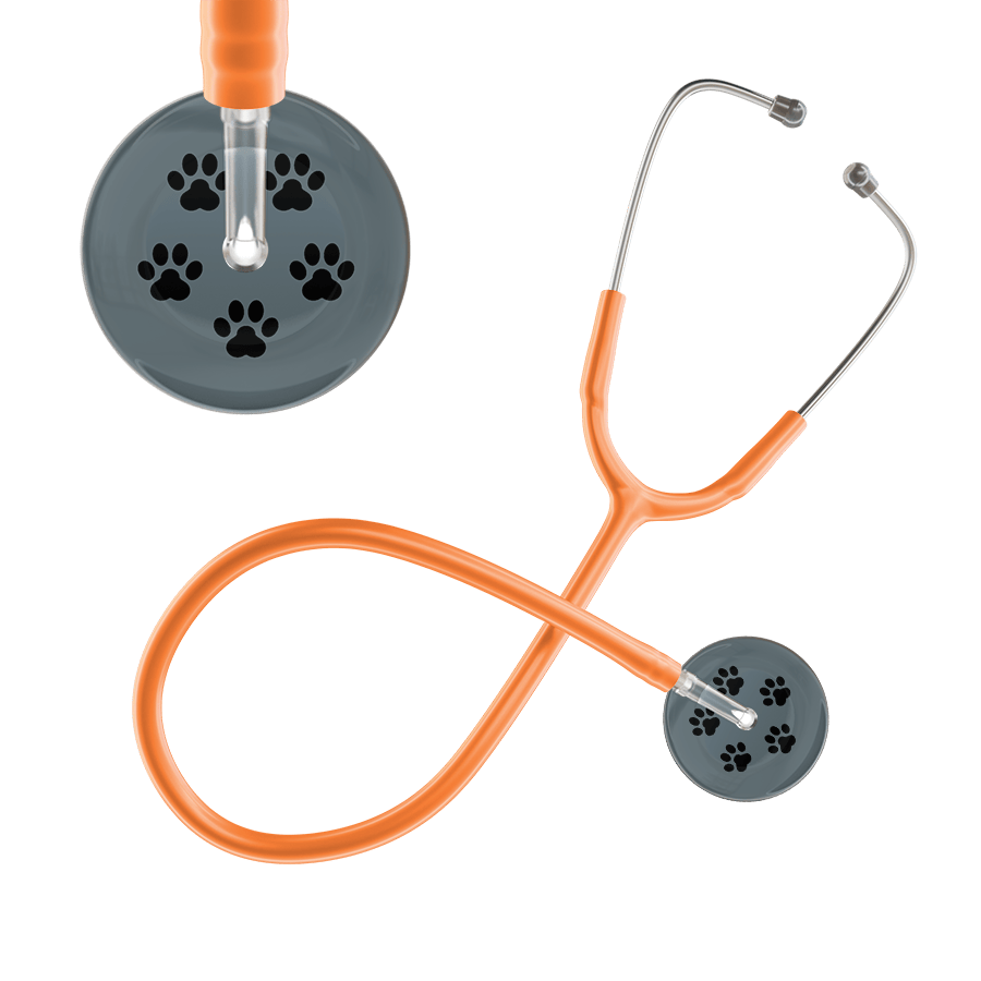 Ultrascope Single Stethoscope Black Paw Granite Background / Adult / Orange Black Paw Print Dark Background Stethoscope