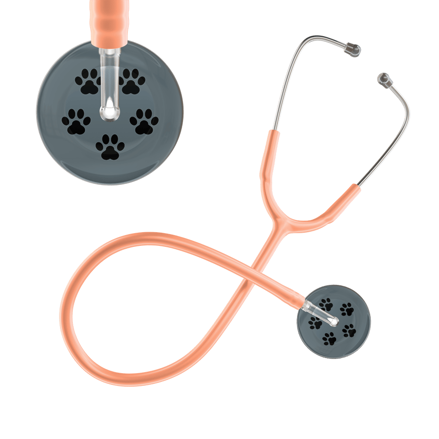 Ultrascope Single Stethoscope Black Paw Granite Background / Adult / Peach Black Paw Print Dark Background Stethoscope
