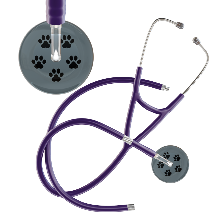 Black Paw Print Dark Background Cardiology Stethoscope