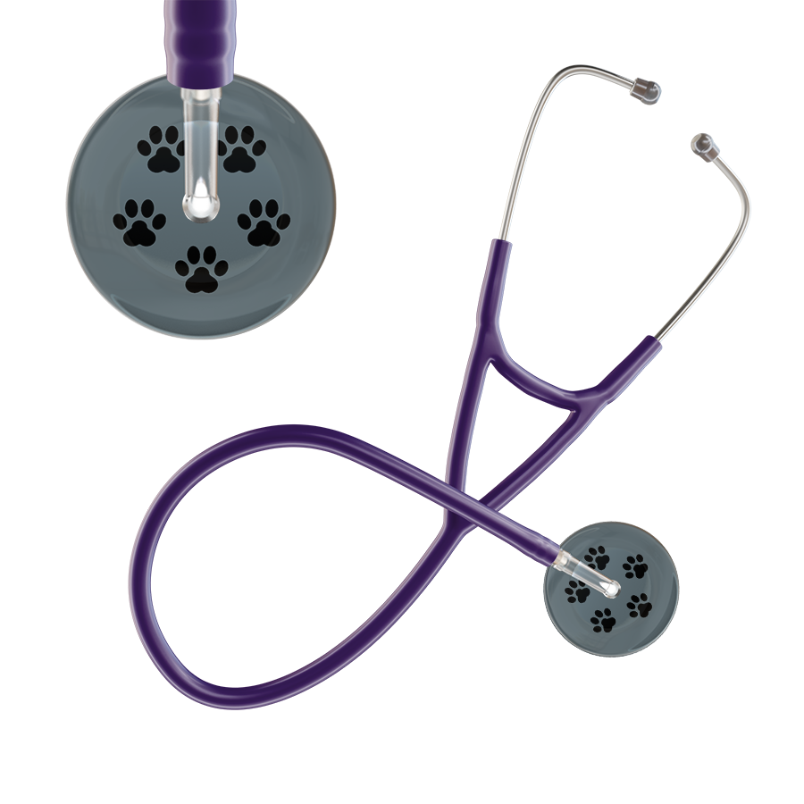 Black Paw Print Dark Background Cardiology Stethoscope