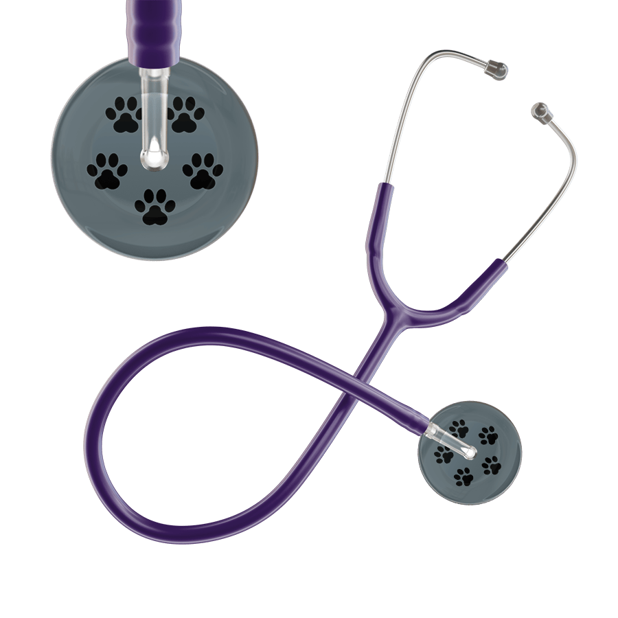 Ultrascope Single Stethoscope Black Paw Granite Background / Adult / Purple Black Paw Print Dark Background Stethoscope
