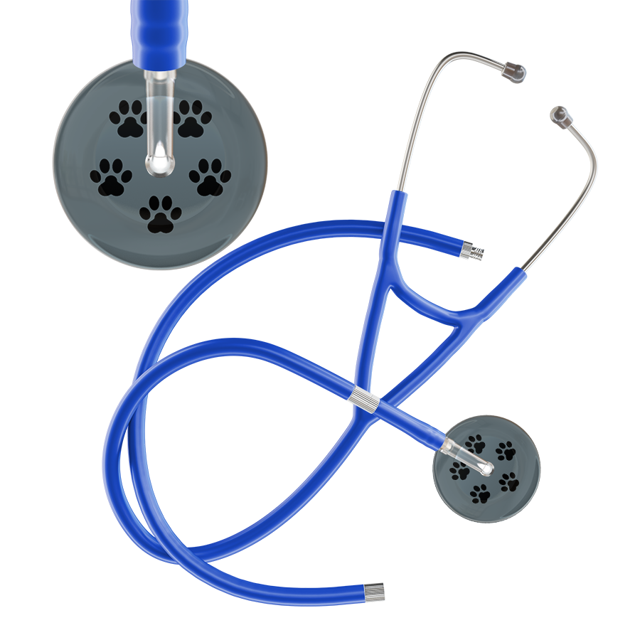 Black Paw Print Dark Background Cardiology Stethoscope