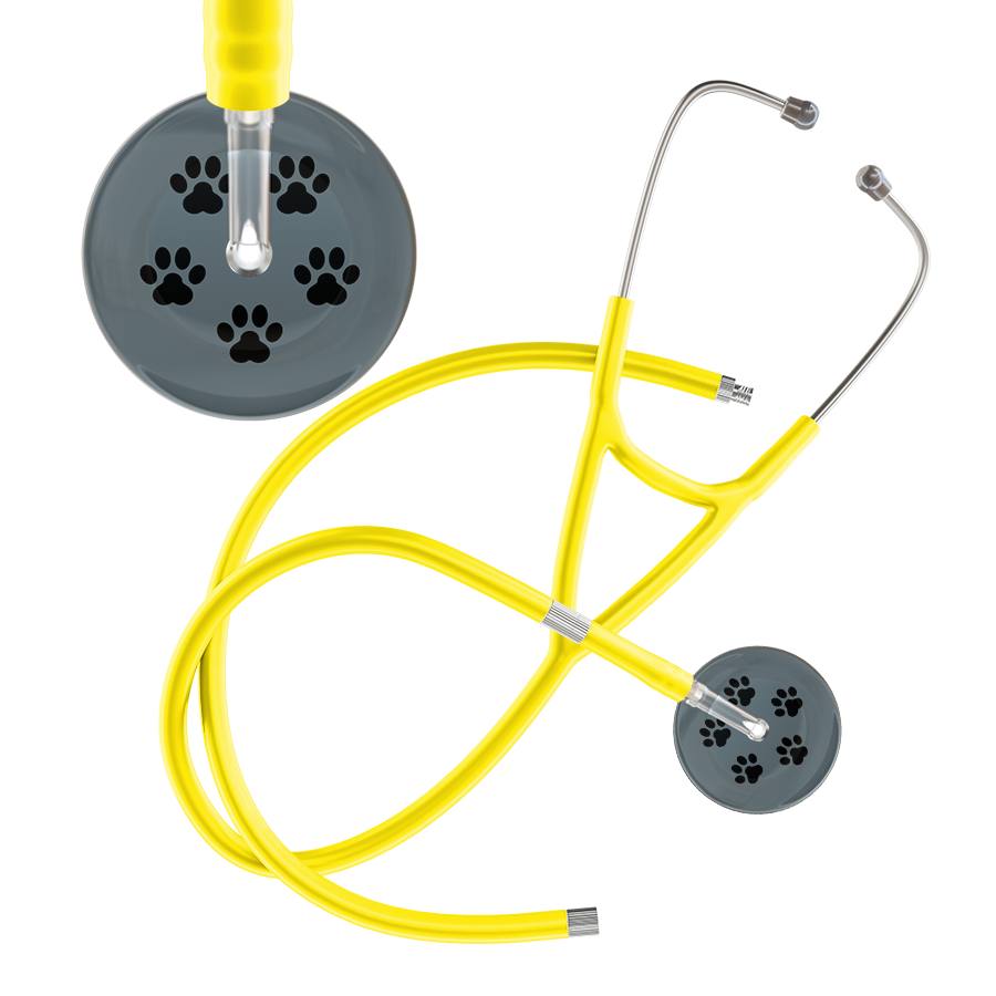 Black Paw Print Dark Background Cardiology Stethoscope
