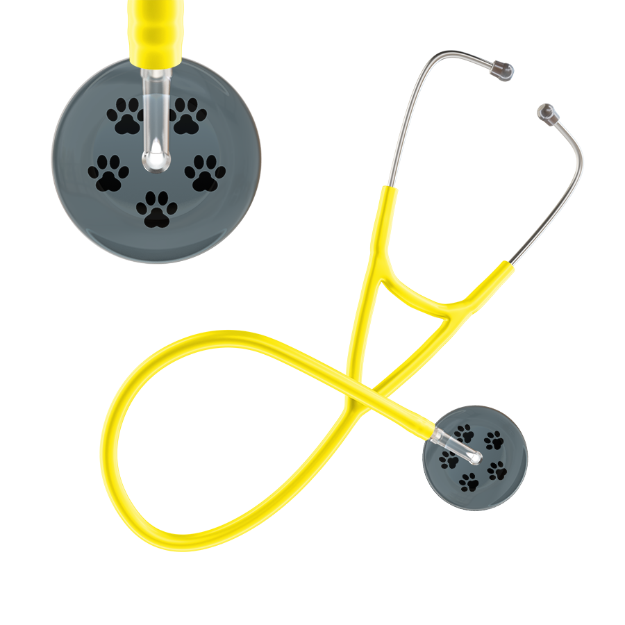 Black Paw Print Dark Background Cardiology Stethoscope