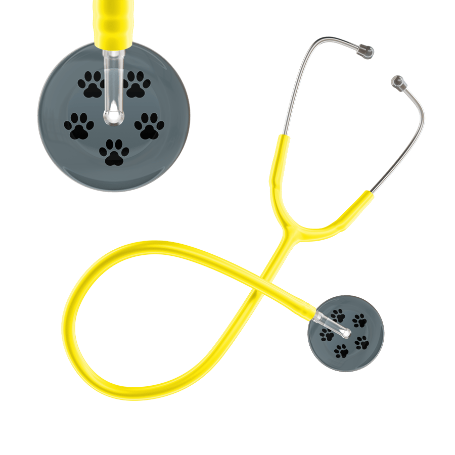 Ultrascope Single Stethoscope Black Paw Granite Background / Adult / Yellow Black Paw Print Dark Background Stethoscope