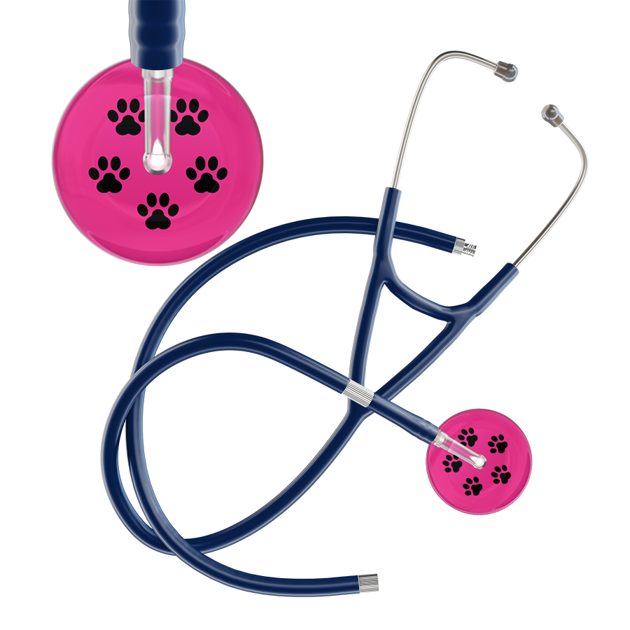 Black Paw Print Light Background Cardiology Stethoscope