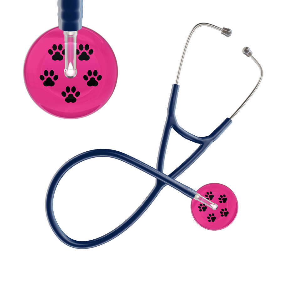 Black Paw Print Light Background Cardiology Stethoscope