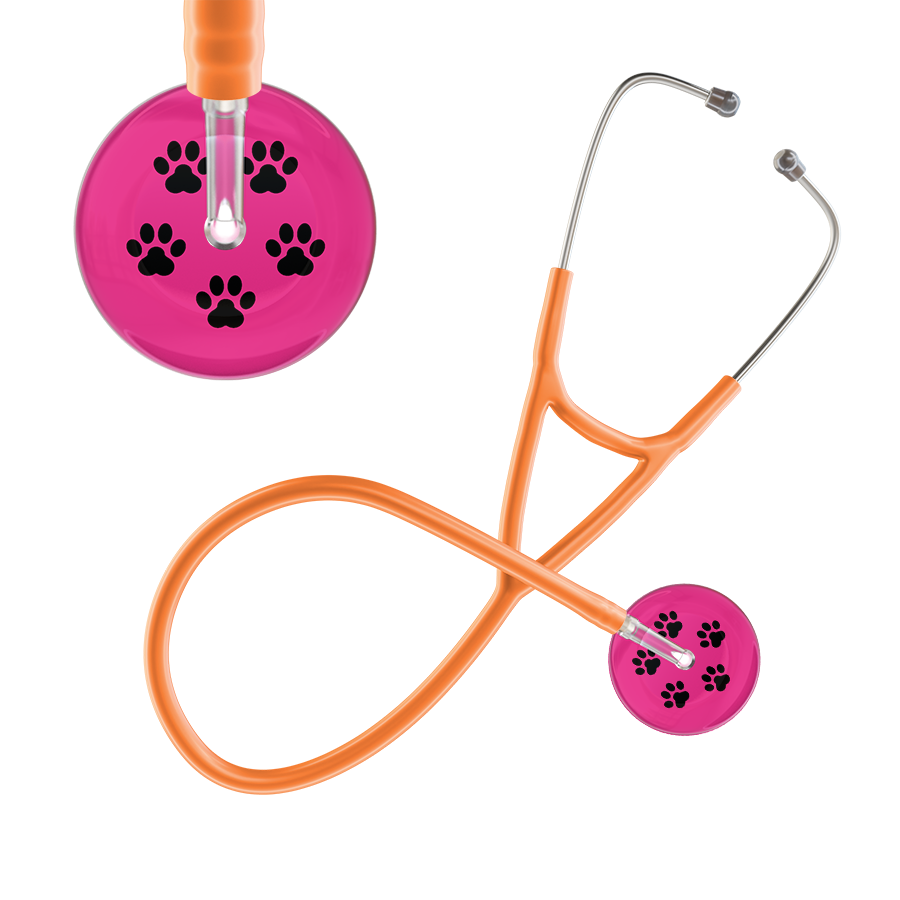 Black Paw Print Light Background Cardiology Stethoscope