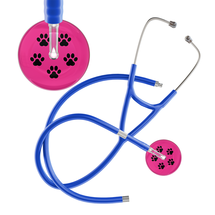 Black Paw Print Light Background Cardiology Stethoscope