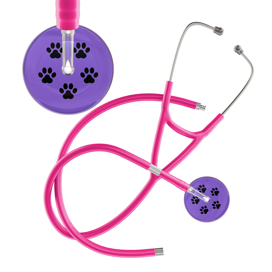 Black Paw Print Light Background Cardiology Stethoscope