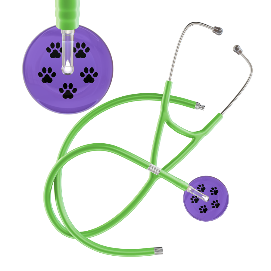 Black Paw Print Light Background Cardiology Stethoscope