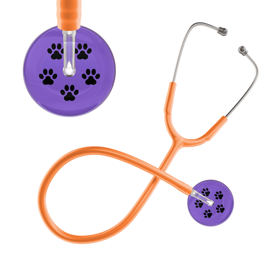 Ultrascope Single Stethoscope Black Paw Lavender Background / Adult / Orange Black Paw Print Light Background Stethoscope