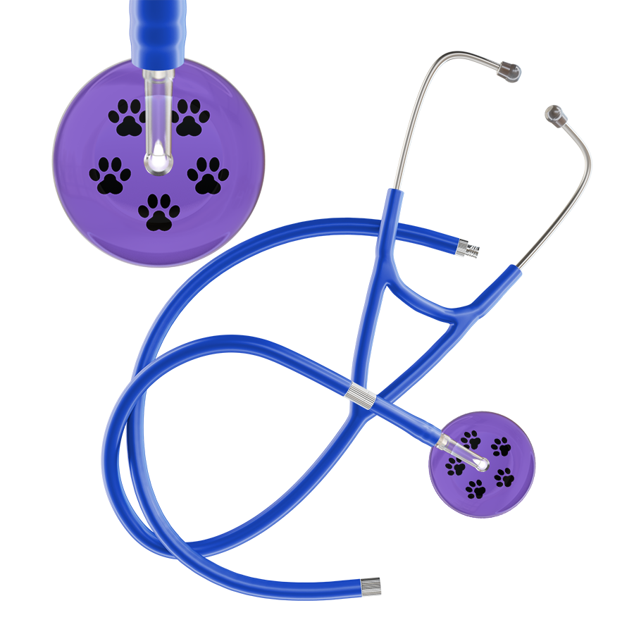 Black Paw Print Light Background Cardiology Stethoscope