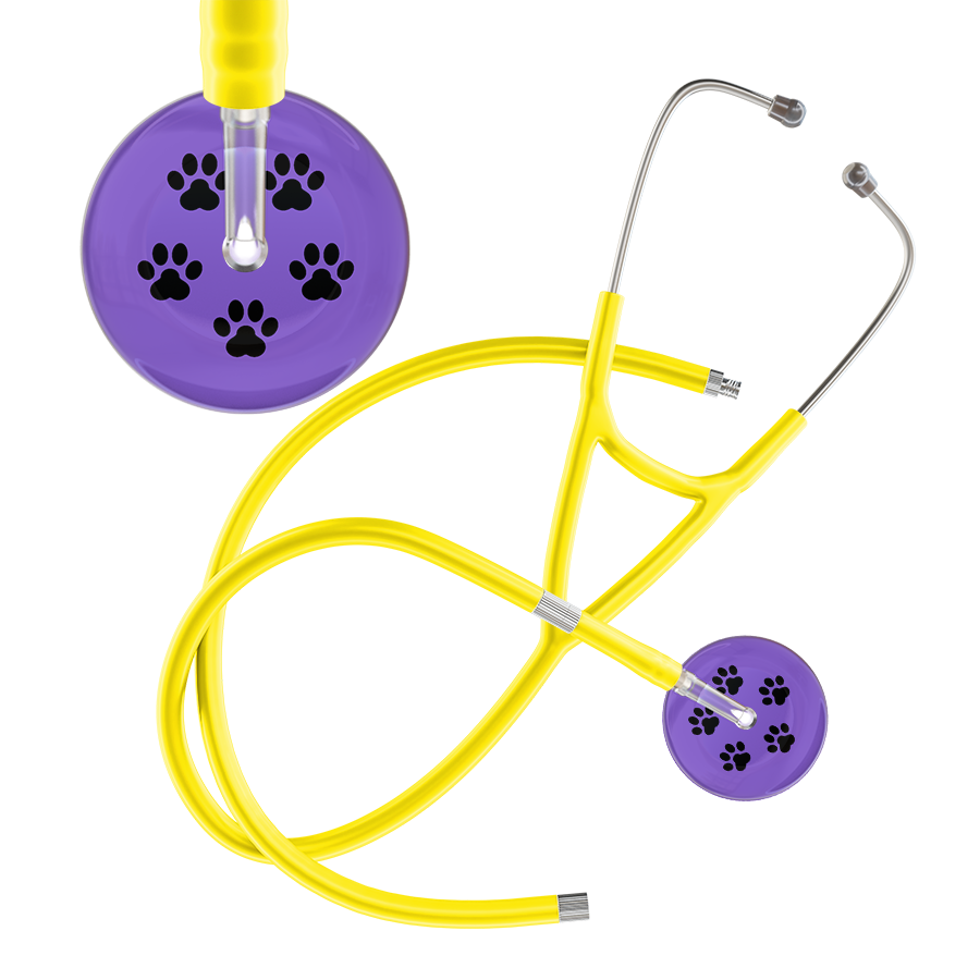 Black Paw Print Light Background Cardiology Stethoscope