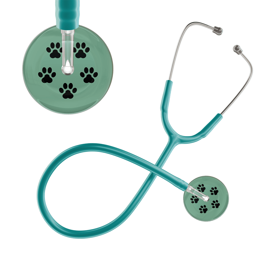 Ultrascope Single Stethoscope Black Paw Sage Background / Adult / Jade Black Paw Print Light Background Stethoscope