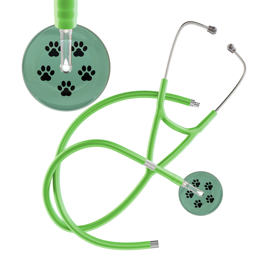 Black Paw Print Light Background Cardiology Stethoscope
