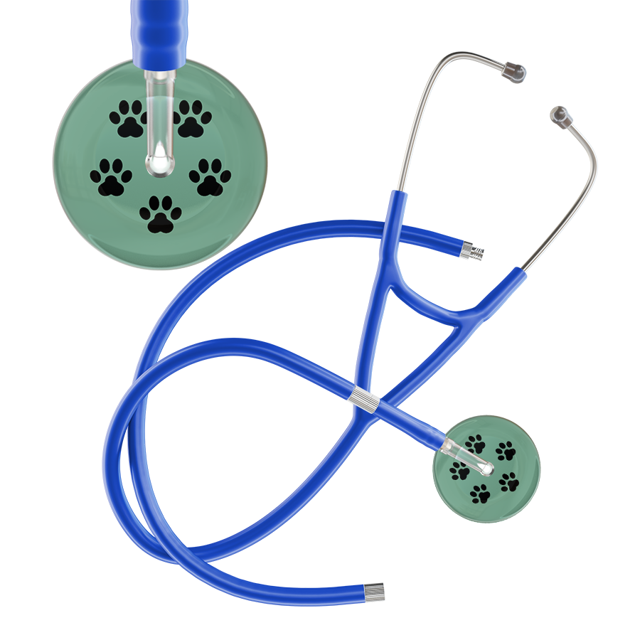 Black Paw Print Light Background Cardiology Stethoscope
