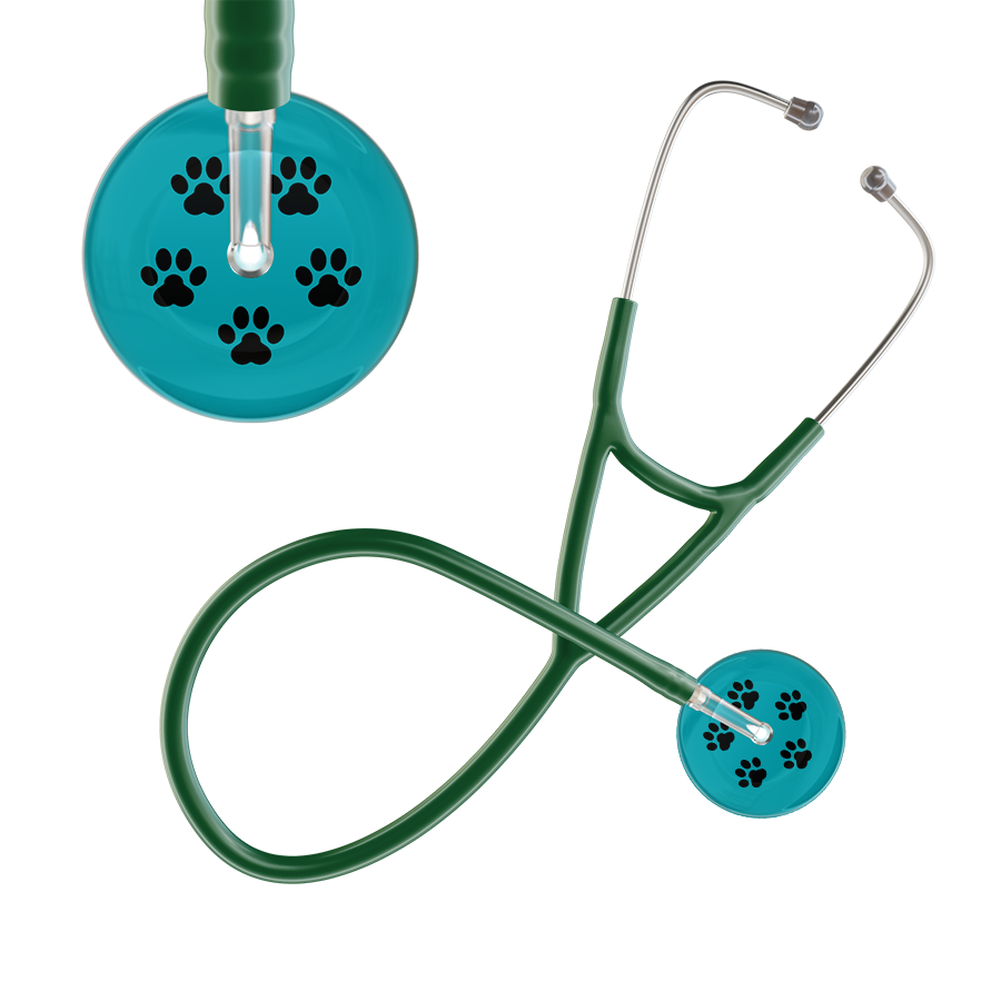 Black Paw Print Dark Background Cardiology Stethoscope
