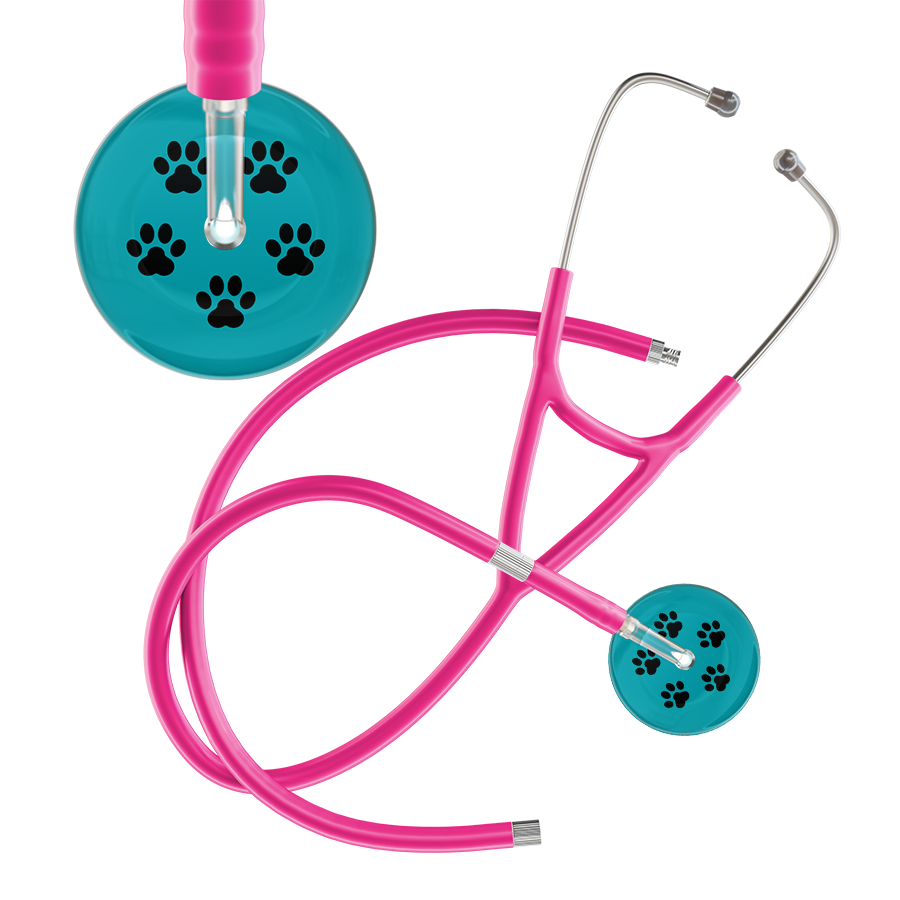 Black Paw Print Dark Background Cardiology Stethoscope