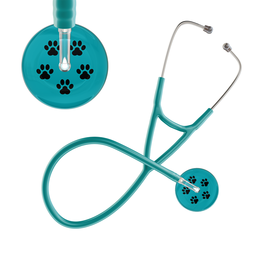 Black Paw Print Dark Background Cardiology Stethoscope