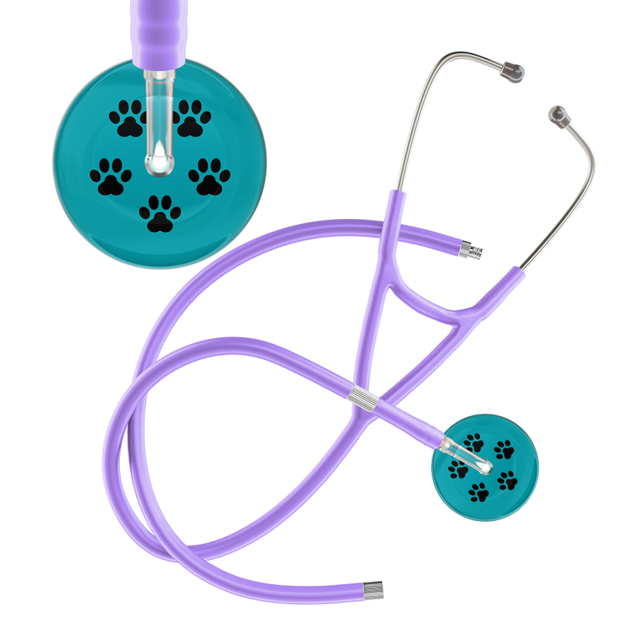 Black Paw Print Dark Background Cardiology Stethoscope