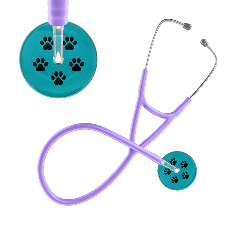 Black Paw Print Dark Background Cardiology Stethoscope