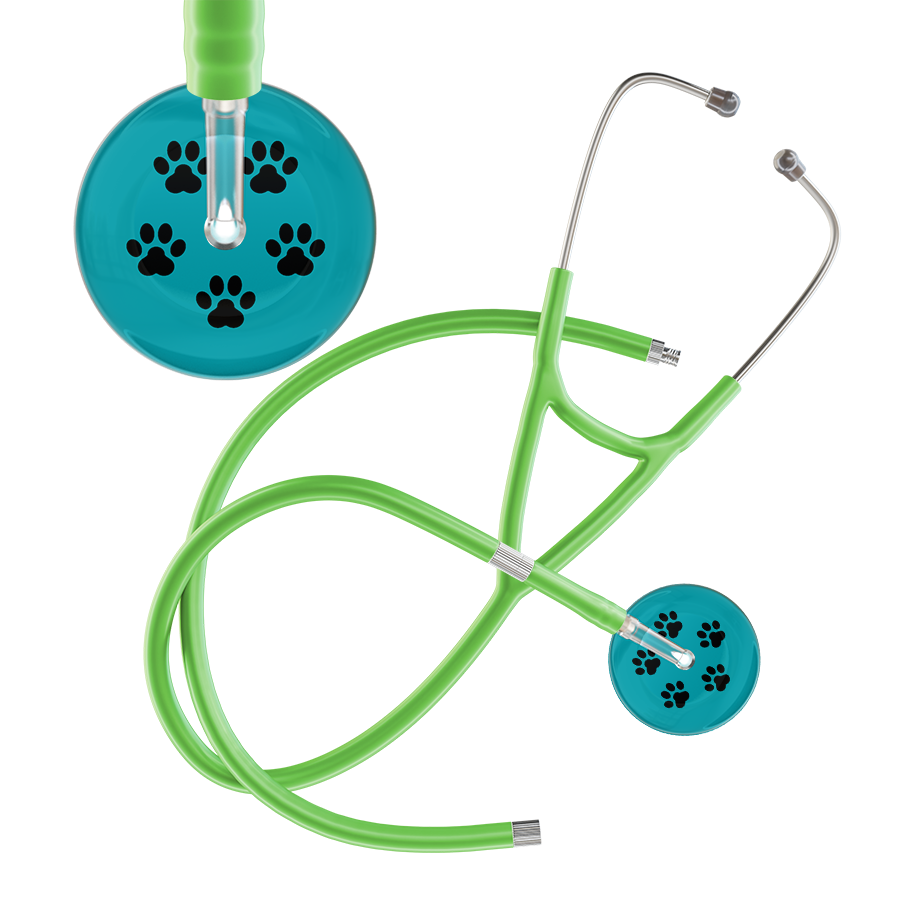 Black Paw Print Dark Background Cardiology Stethoscope