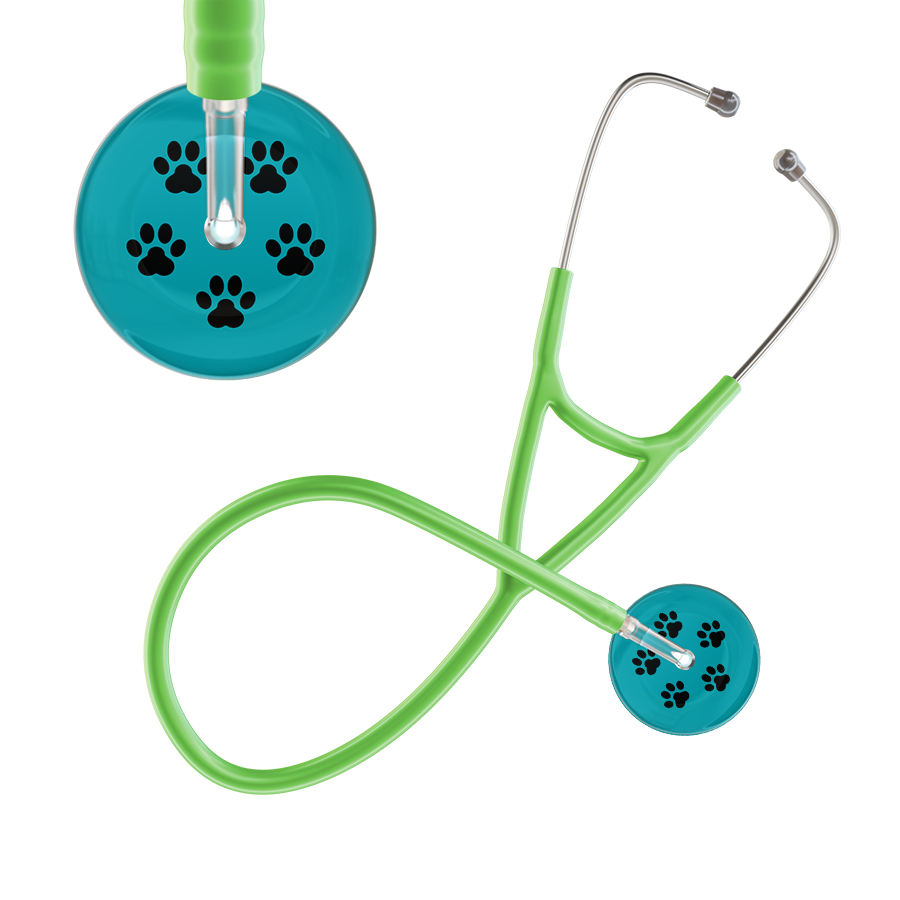 Black Paw Print Dark Background Cardiology Stethoscope