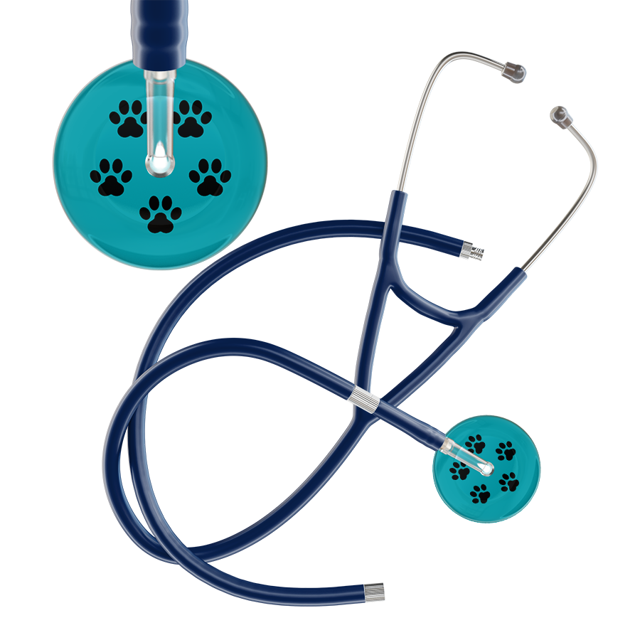 Black Paw Print Dark Background Cardiology Stethoscope