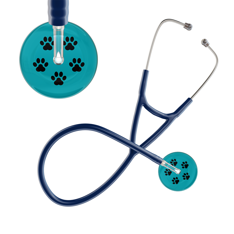 Black Paw Print Dark Background Cardiology Stethoscope
