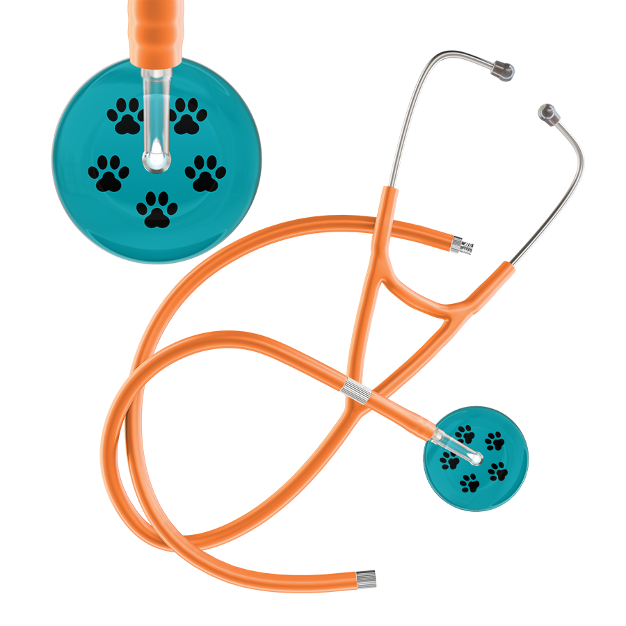 Black Paw Print Dark Background Cardiology Stethoscope