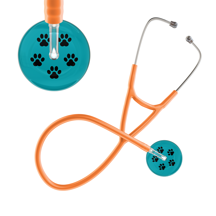 Black Paw Print Dark Background Cardiology Stethoscope