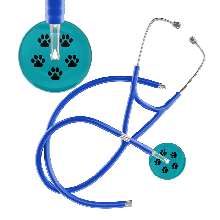 Black Paw Print Dark Background Cardiology Stethoscope