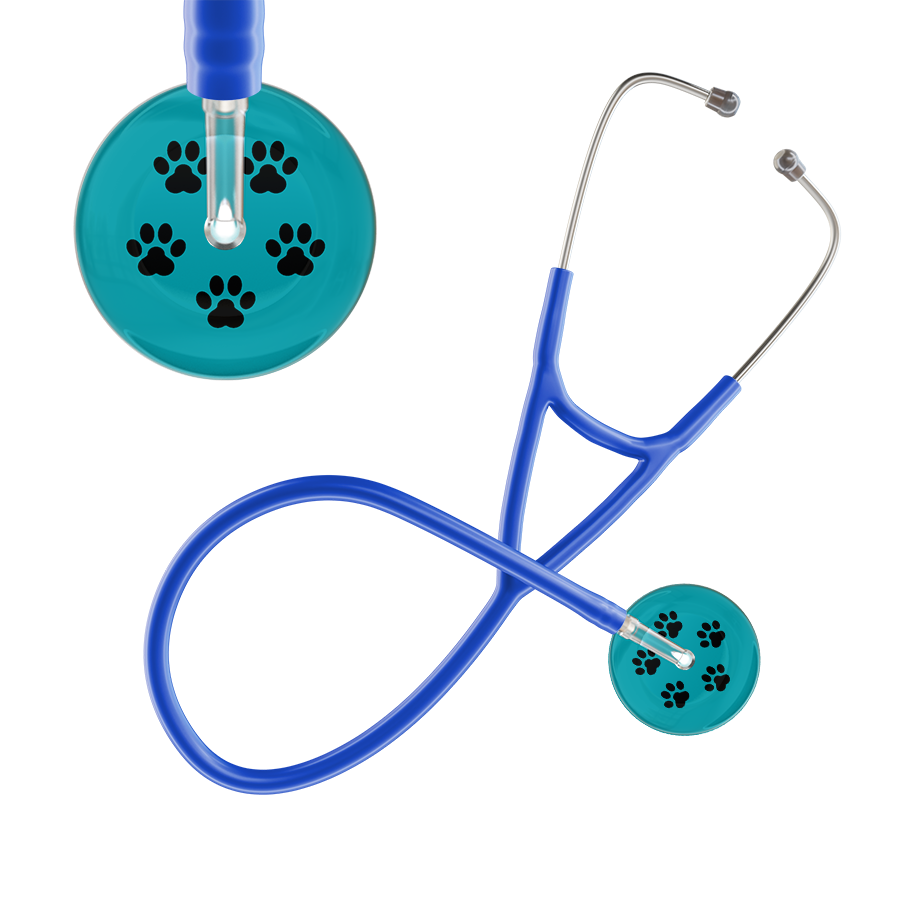 Black Paw Print Dark Background Cardiology Stethoscope