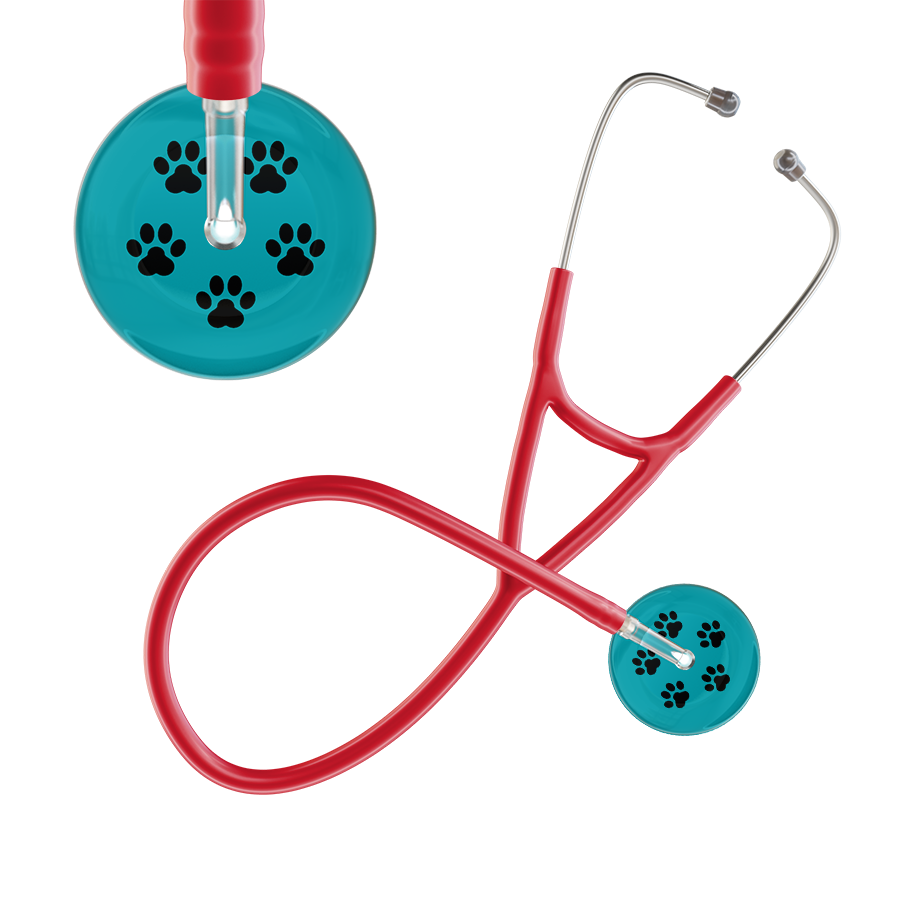 Black Paw Print Dark Background Cardiology Stethoscope