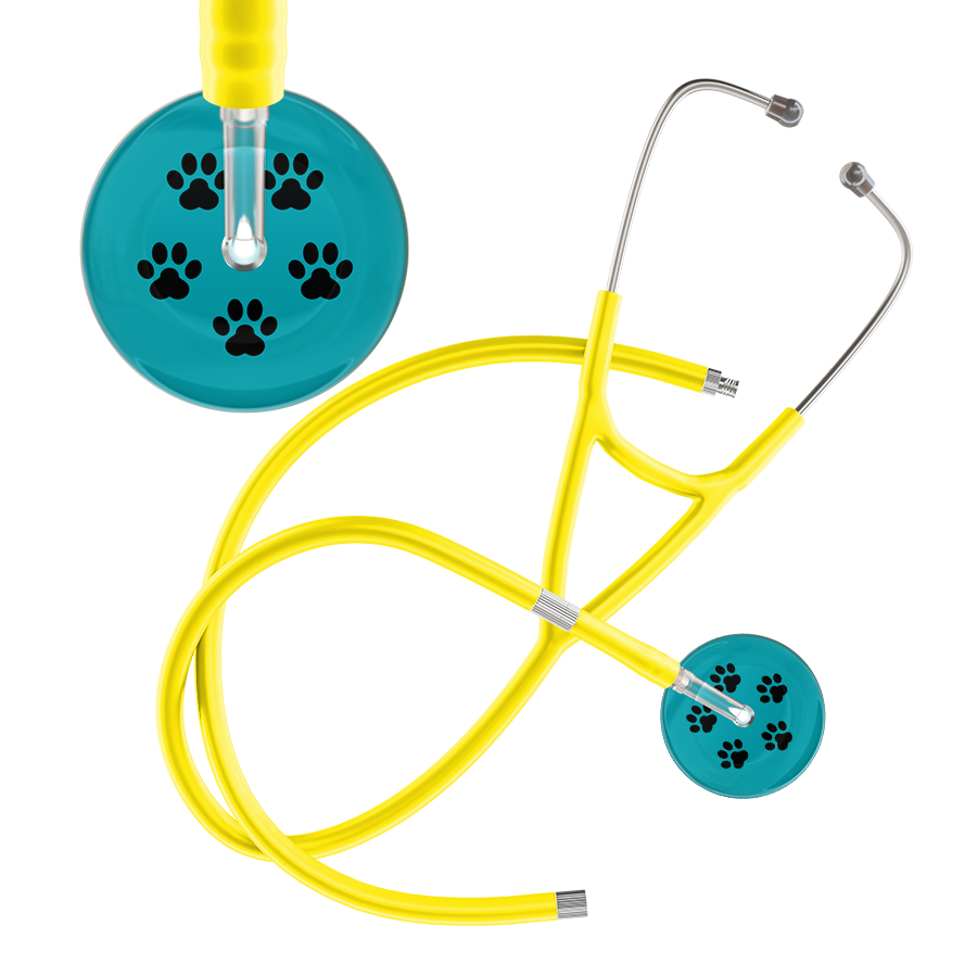 Black Paw Print Dark Background Cardiology Stethoscope
