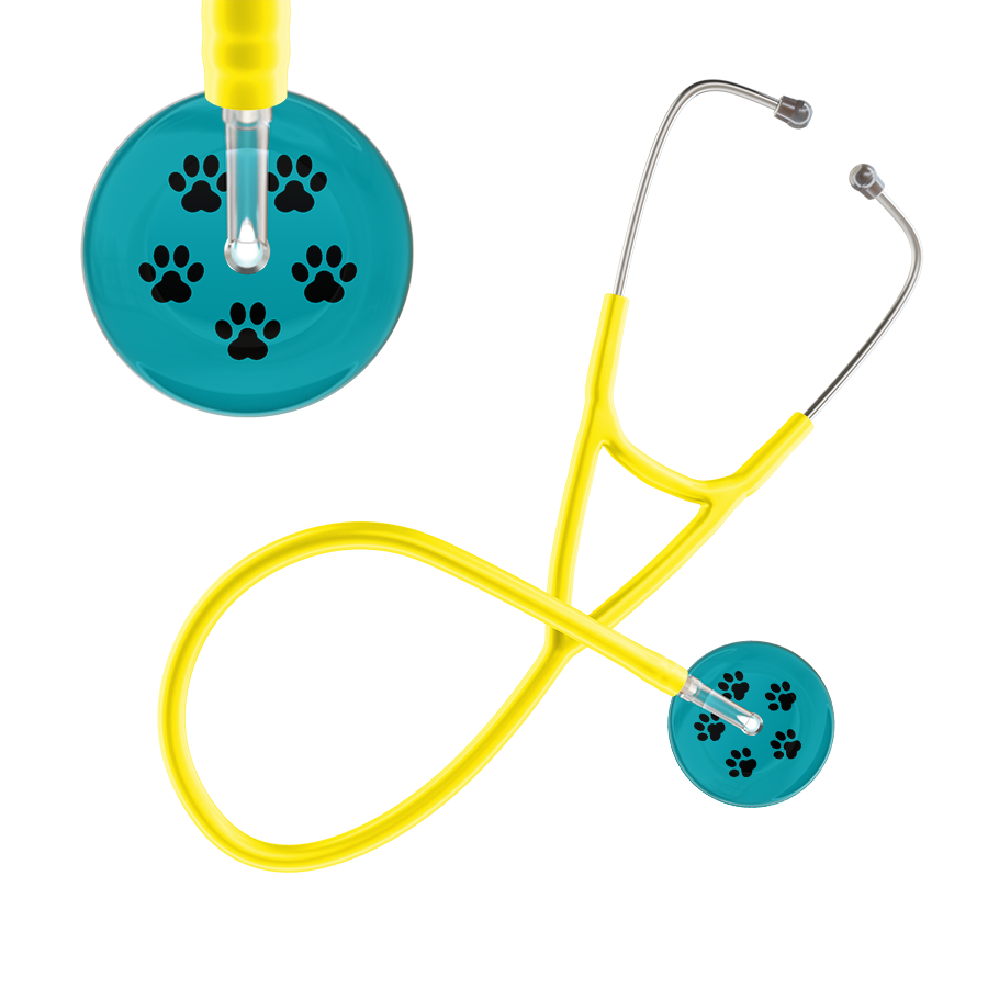 Black Paw Print Dark Background Cardiology Stethoscope