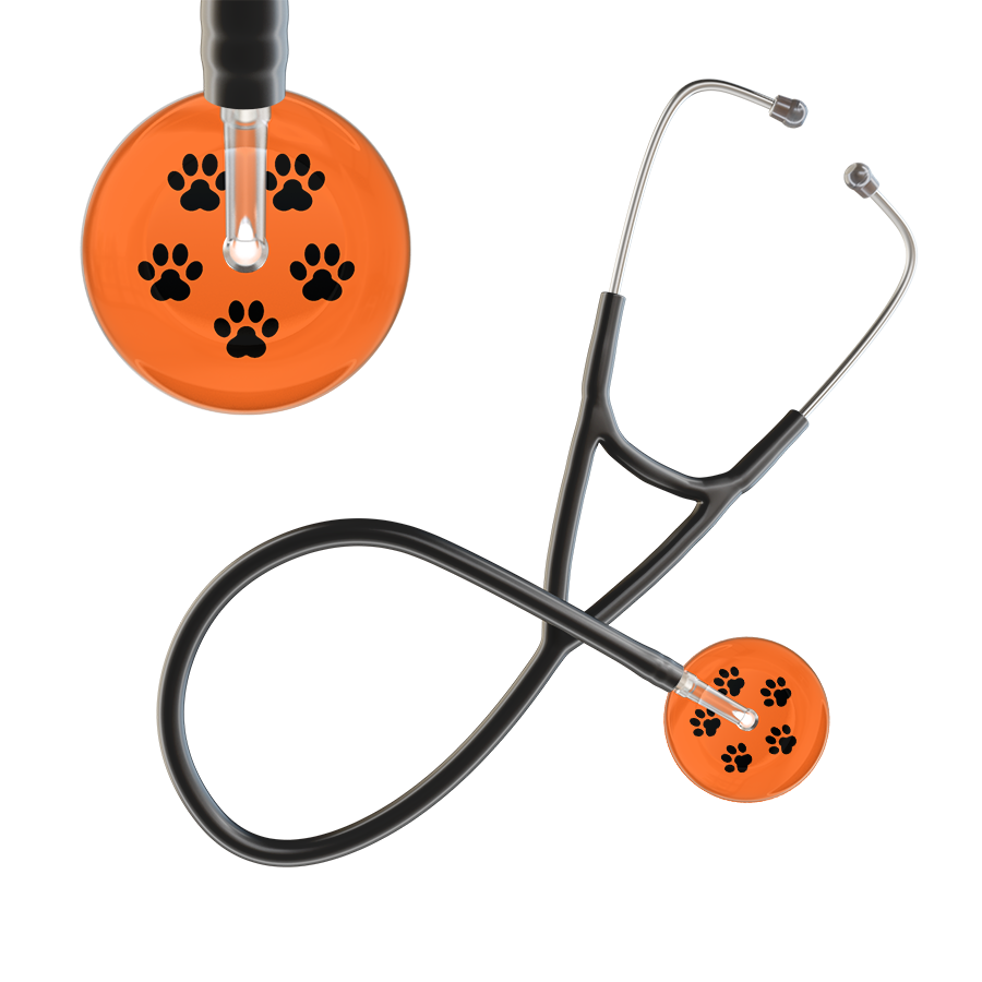 Black Paw Print Dark Background Cardiology Stethoscope