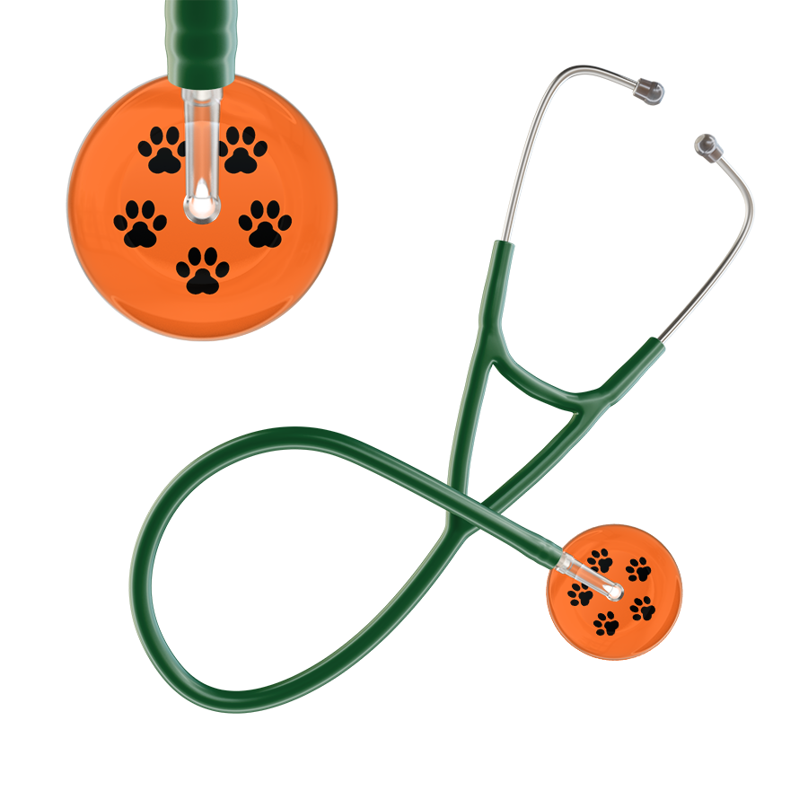 Black Paw Print Dark Background Cardiology Stethoscope