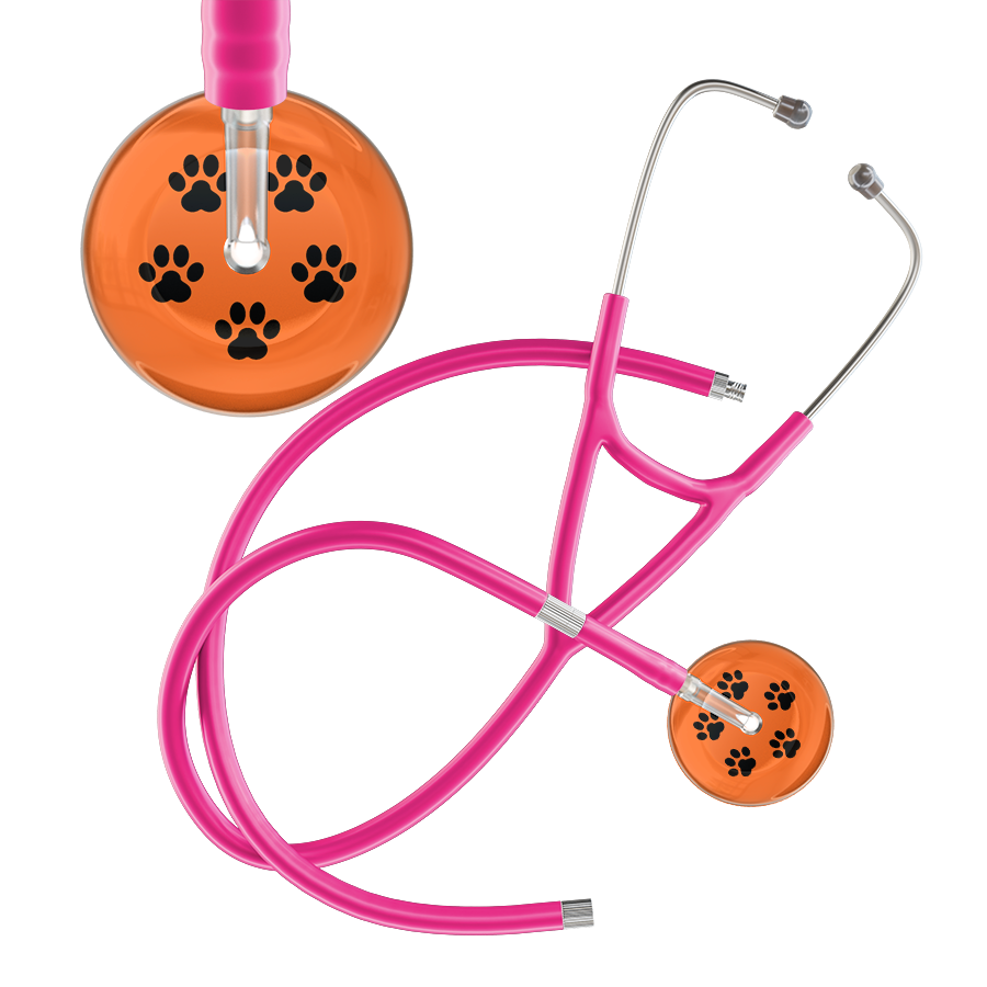 Black Paw Print Dark Background Cardiology Stethoscope