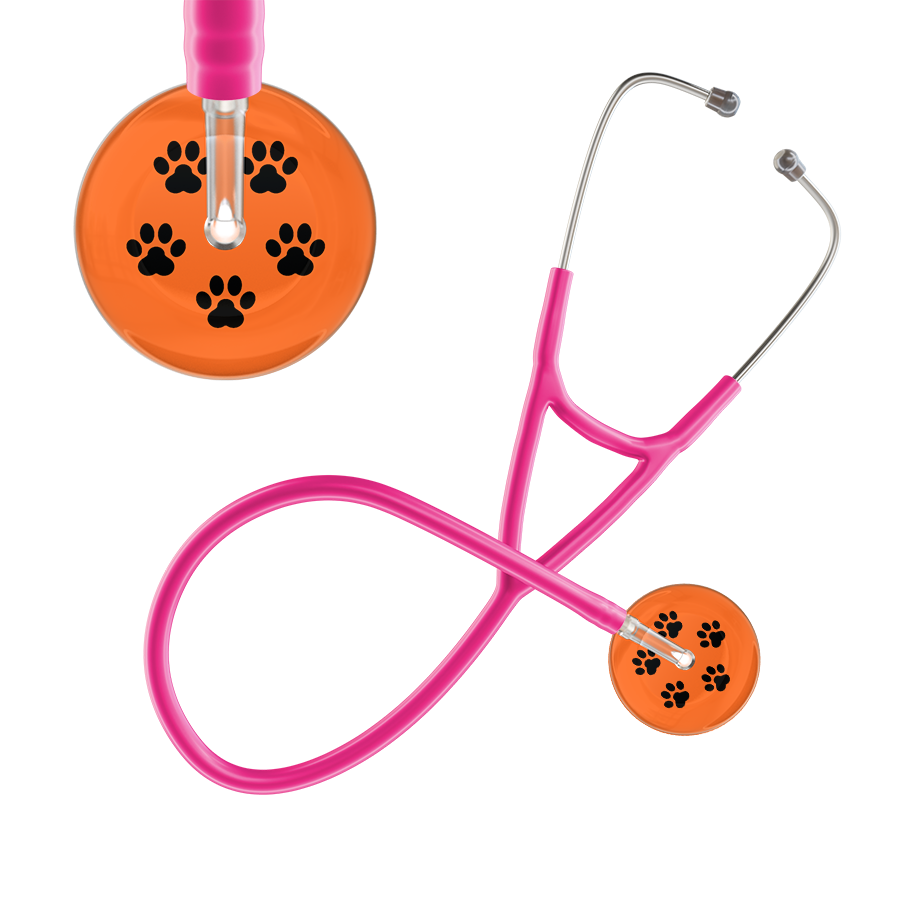 Black Paw Print Dark Background Cardiology Stethoscope